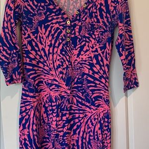 Lilly Pulitzer Blue and Pink Zebra Print Dress Size Extra Small